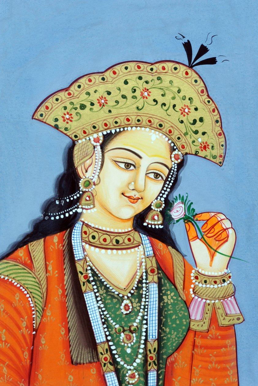 Miniaturmalerei von Mogulkaiserin Mumtaz Mahal von School Indian