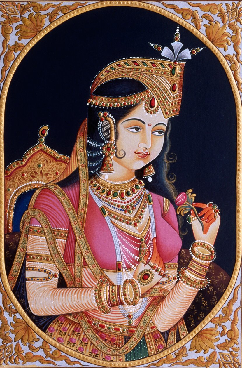 Miniaturmalerei auf Papier von Prinzessin Mumtaz Mahal, Ehefrau des Mogulkaisers Shah Jahan von School Indian