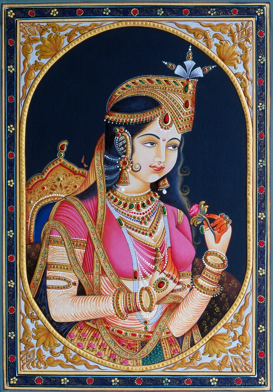 Porträt von Mumtaz Mahal auf Papier von School Indian