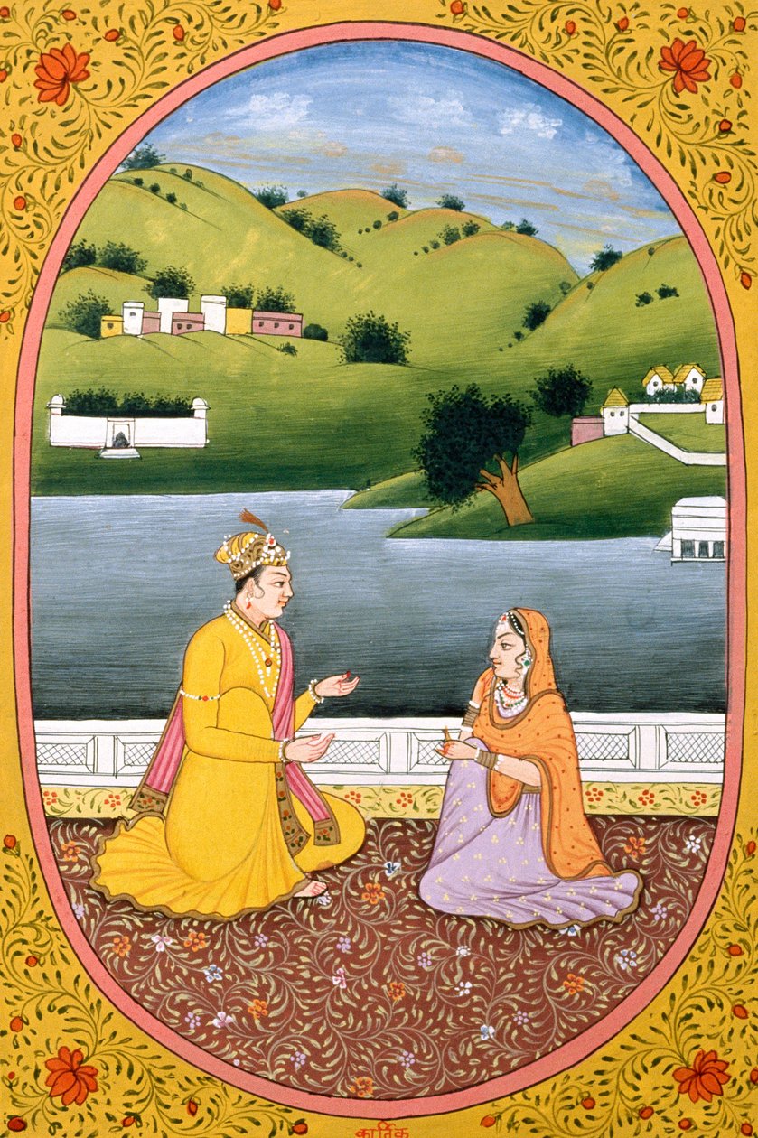 Jahreskalenderbild & Gemälde für einen hinduistischen Monat Kartik, Indien von School Indian