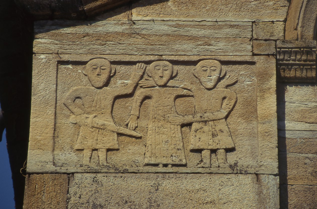 Detail von der Fassade der Pfarrkirche Santa Maria von School Italian