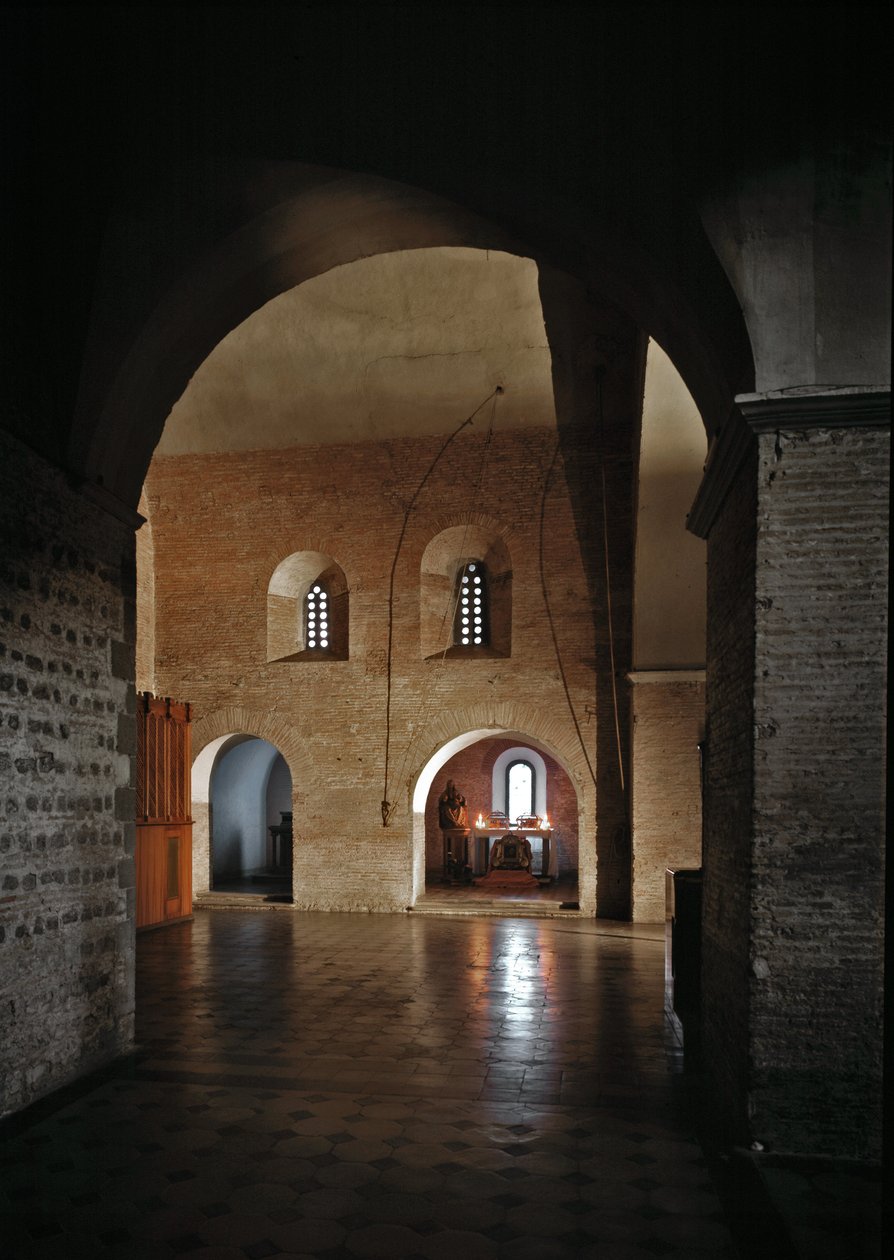 Innenansicht der Kirche von Saint Vincent und Saint Anasthasius der Abtei der Drei Brunnen (Tre-Fontane) von School Italian