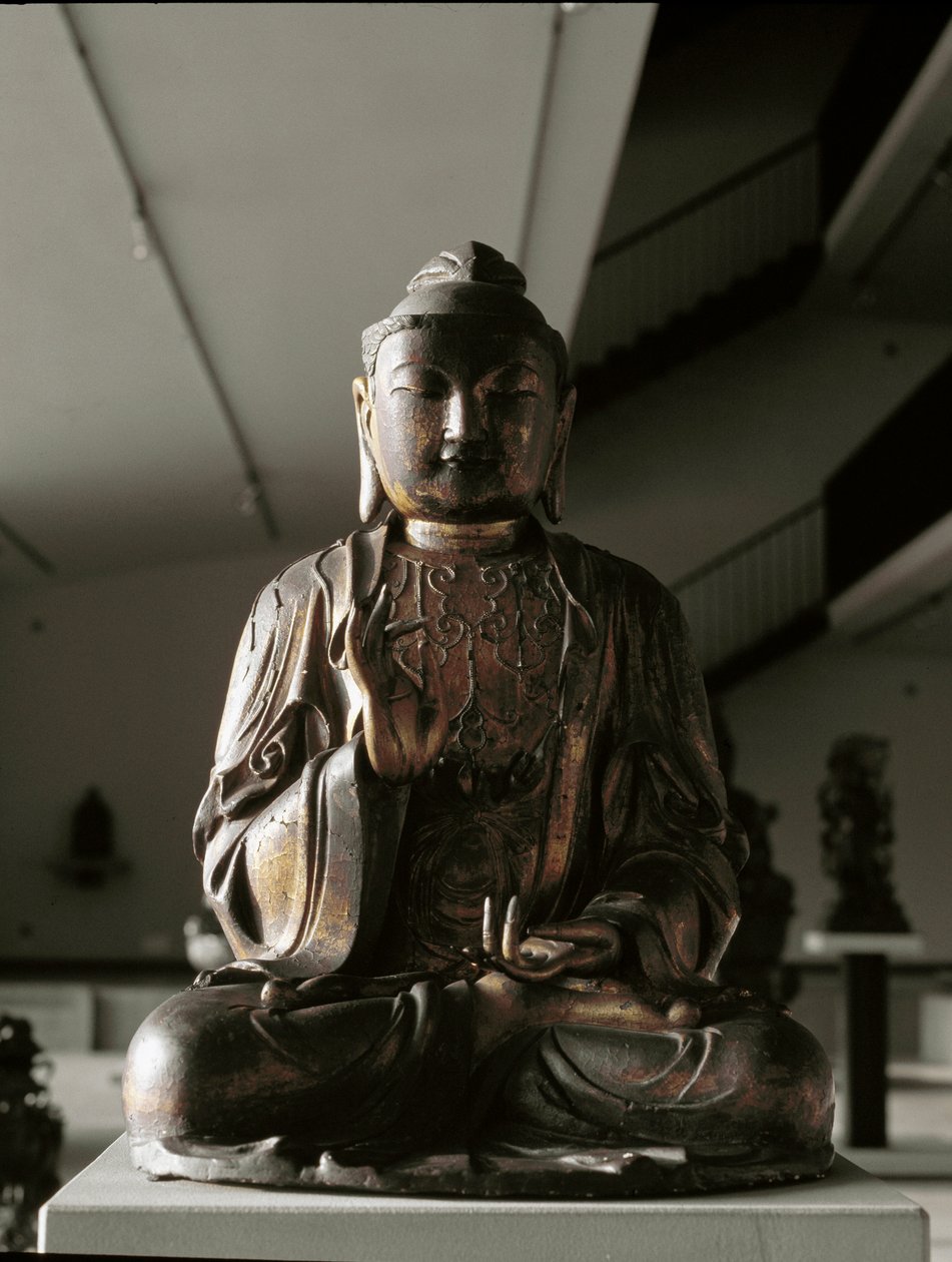 Sitzender Buddha in Lalitasana-Position - Skulptur, Kamakura-Periode (1185-1333) von Japanese School