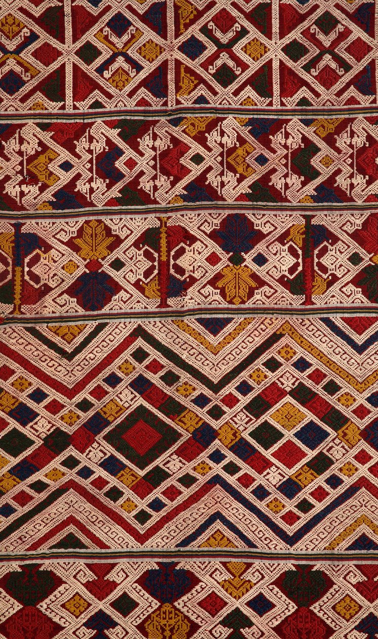 Detail eines phaa sabai, hergestellt von Tai Nuea oder Tai Daeng Webern aus Hua Phan, Laos von School Laotian