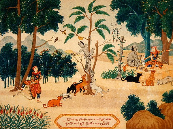 Illustrationen buddhistischer Geschichten, ca. 1920 von School Laotian