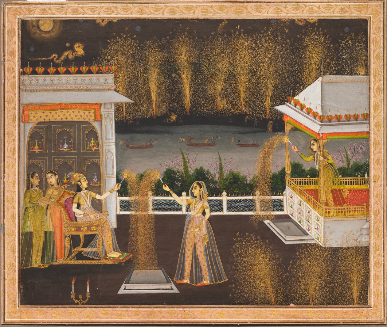 Damen feiern Diwali, ca. 1760 von School Mughal