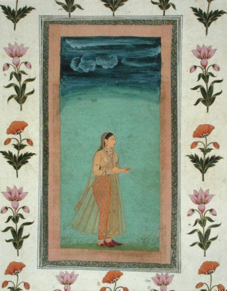 Dame mit einer Blume, aus dem Small Clive Album von School Mughal