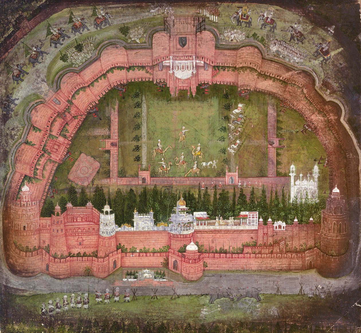 Das Rote Fort, Agra, Johnson Album VII Nr.1 nummeriert 11, ca. 1750 von School Mughal