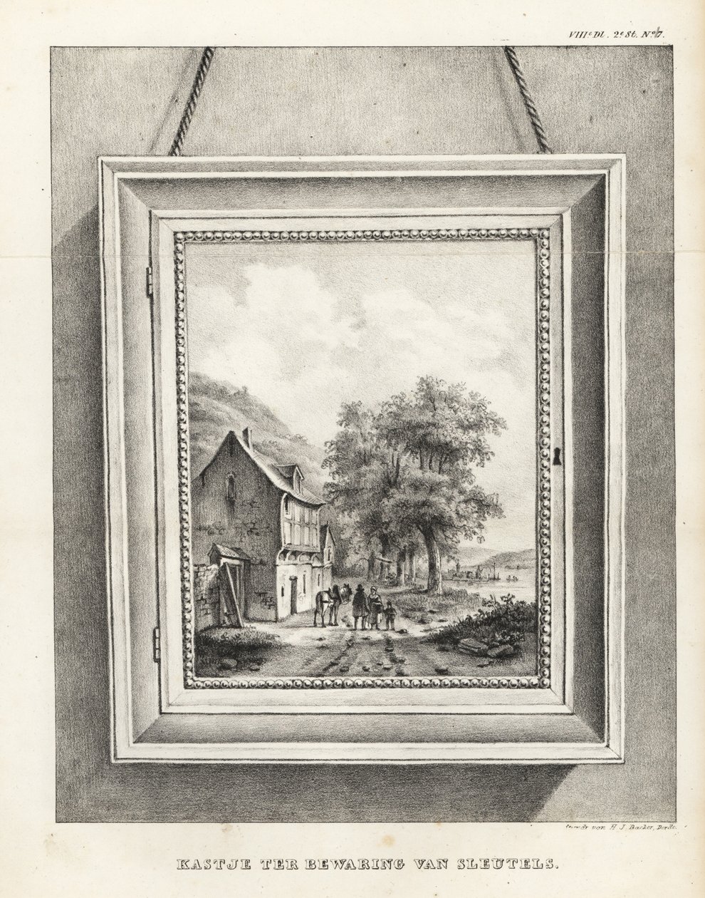 Schlüsselschrank versteckt in einem Bilderrahmen mit Landschaft von School Netherlandish