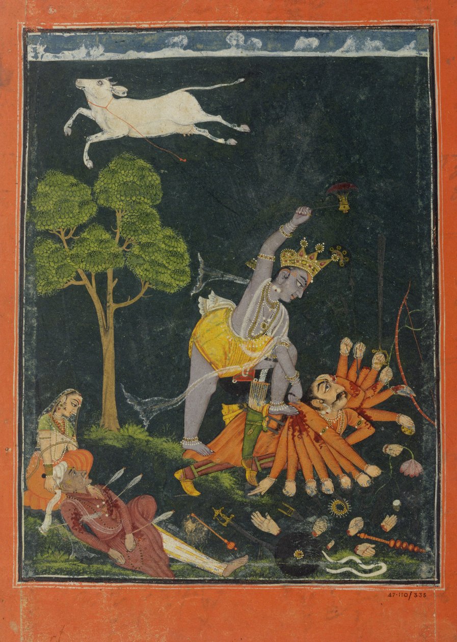 Parasurama tötet Karttavirya Arjuna, Chamba oder Bilaspur, Himachal Pradesh, ca. 1750-60 von School Pahari