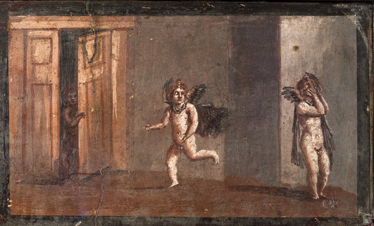 Cupidos spielen Verstecken, Herculaneum von School Roman