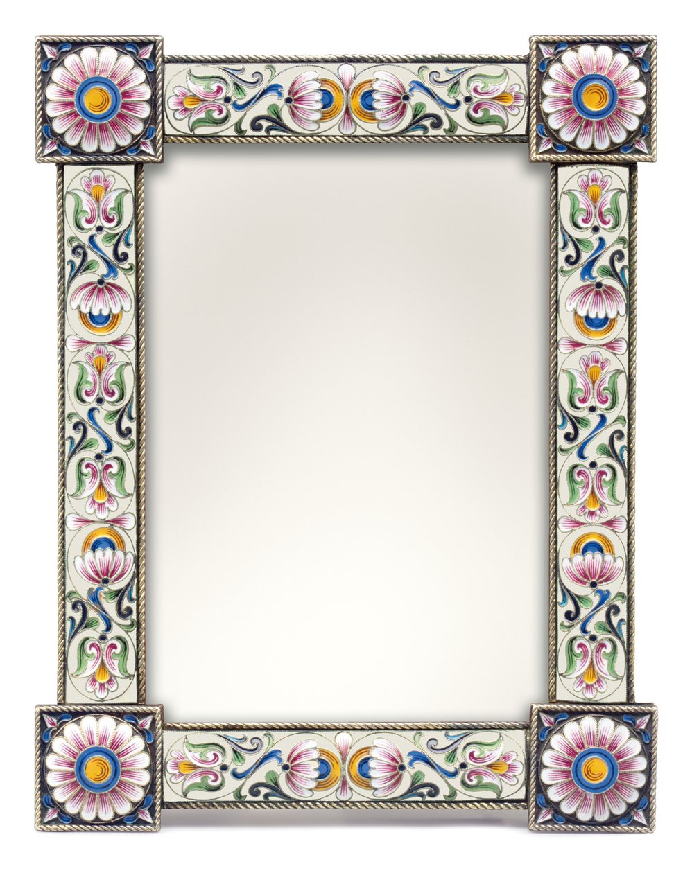 Ein versilberter und cloisonné emaillierter Fotorahmen, ca. 1900 (versilbert, cloisonné Emaille) von School Russian