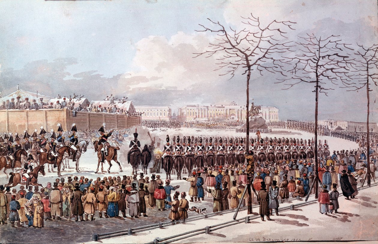 Revolte der Dekabristen 1825 in Erwartung von Nikolaus I. zur Erlangung einer neuen Verfassung von School Russian