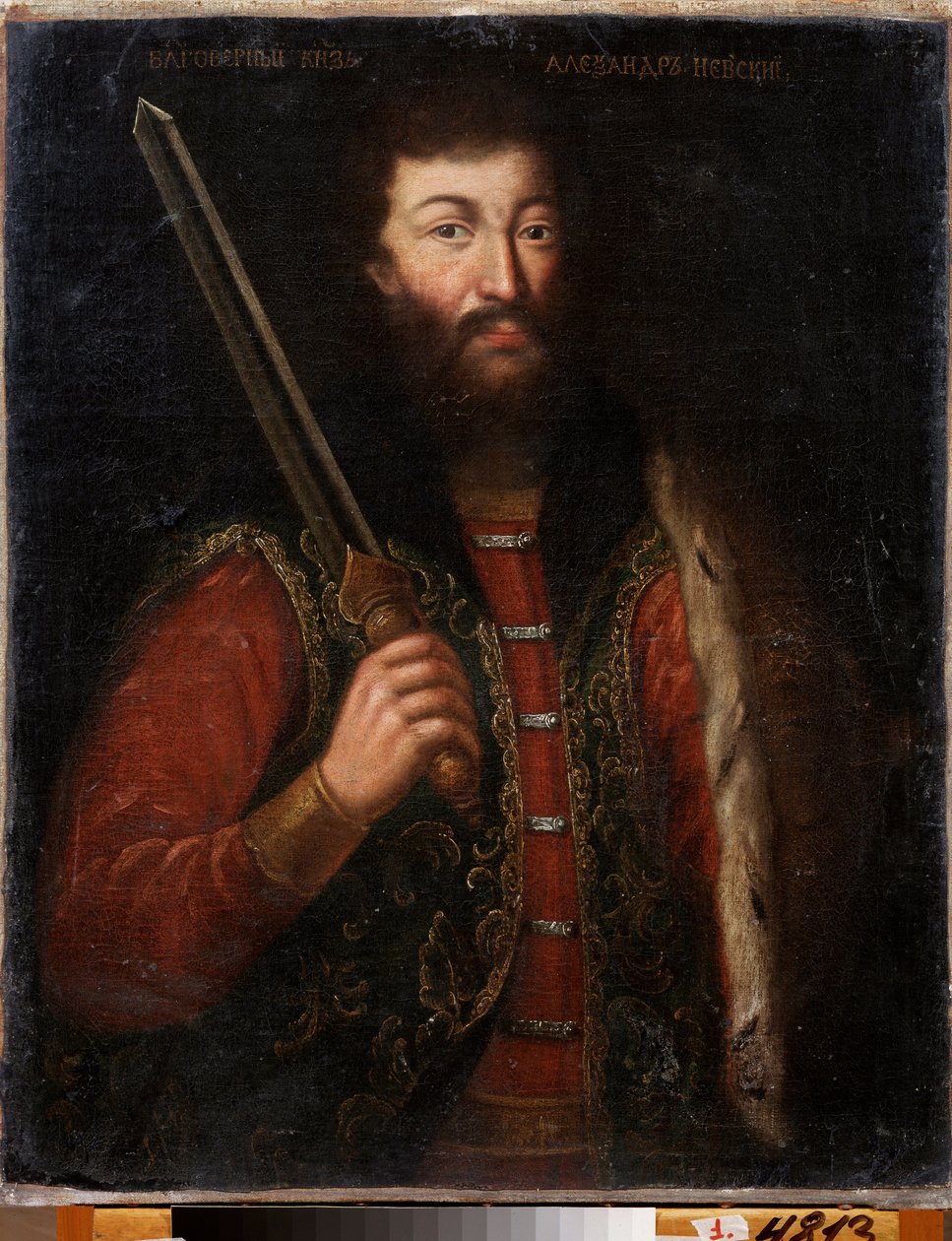 Porträt von Alexander Newski, Fürst von Nowgorod, Großfürst von Wladimir von School Russian