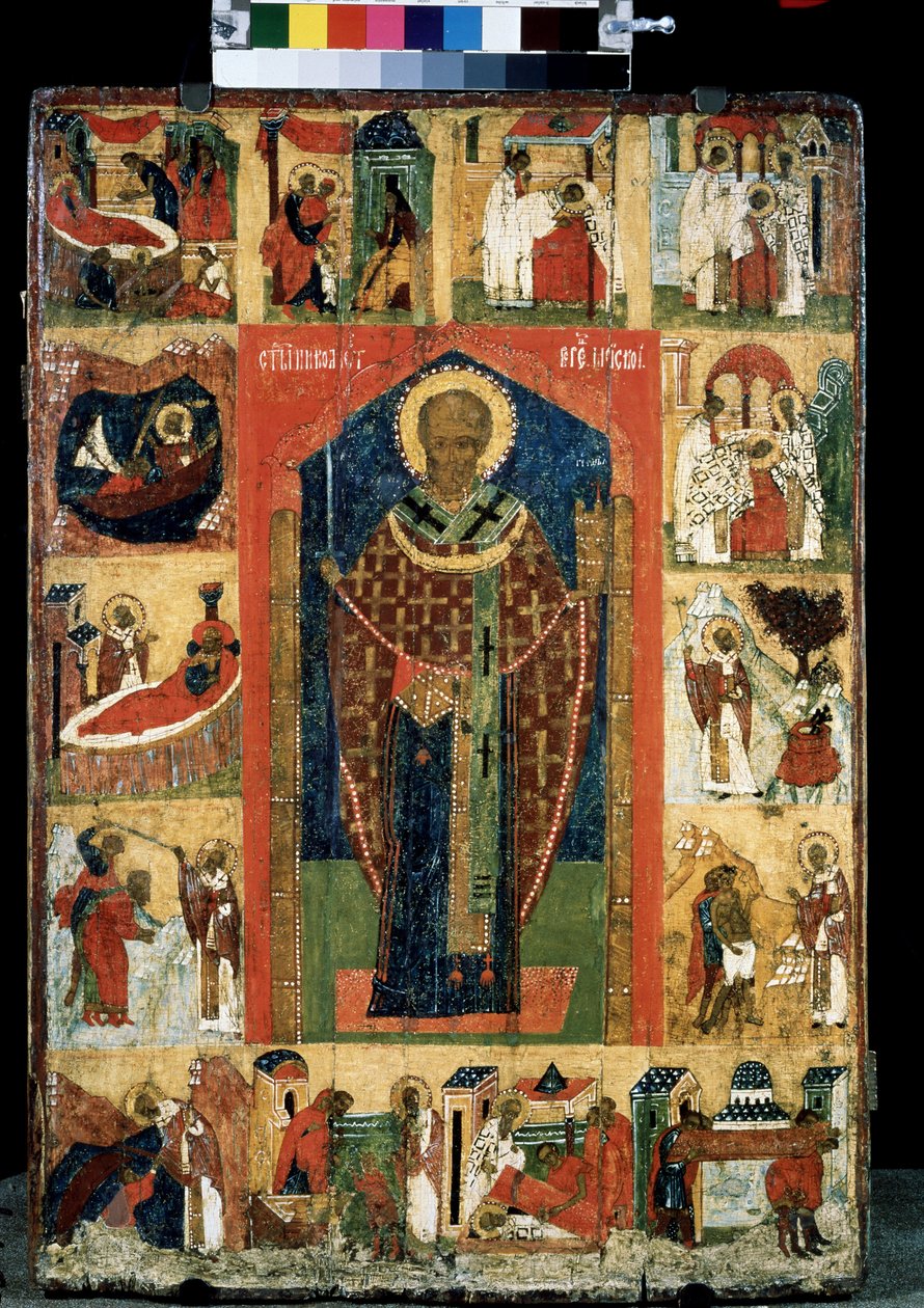 Altarbild des Lebens des Heiligen Nikolaus von Myra oder Bari von School Russian