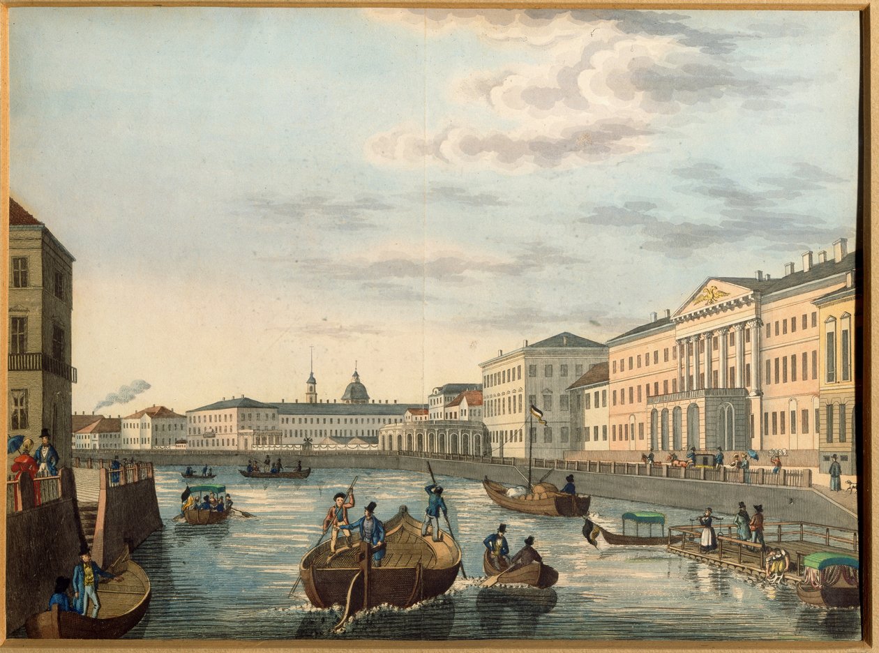 Blick auf den Fluss Fontanka in Sankt Petersburg von School Russian