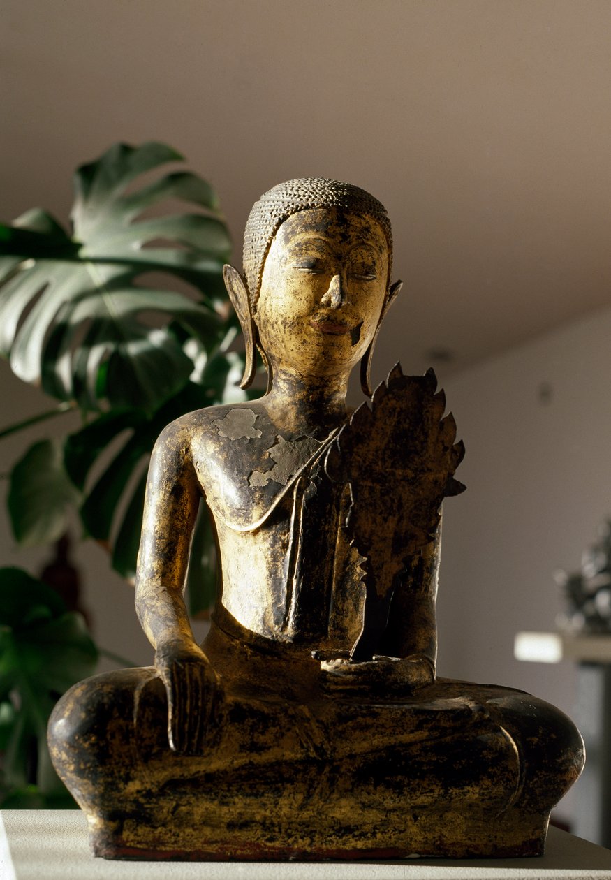 Buddha in Bhumisparsa Mudra Geste während der Meditation von School Siamese