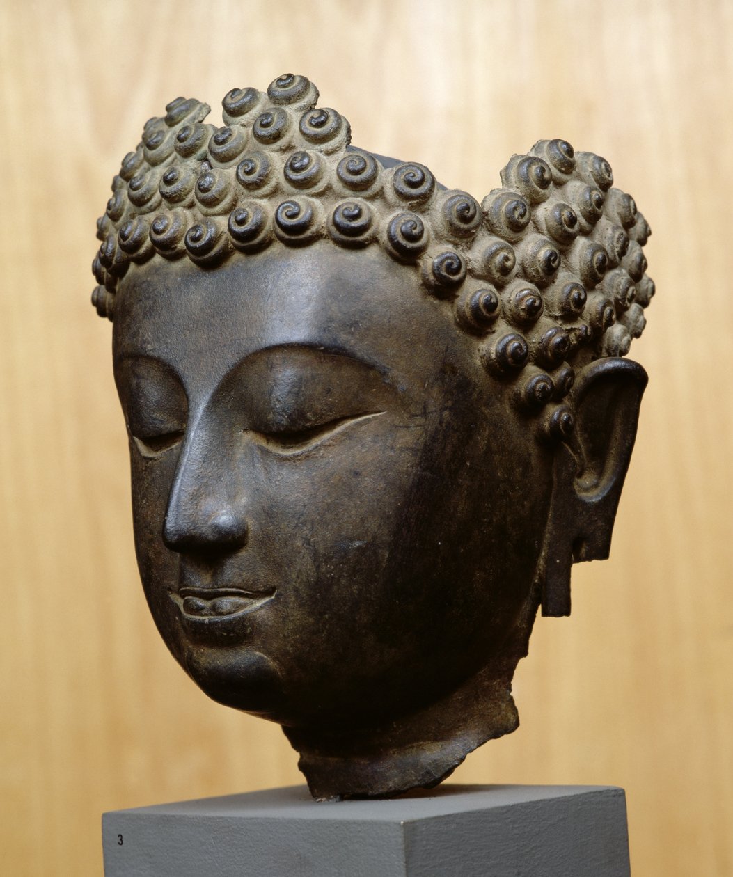 Kopf eines Buddha, der nach unten schaut, Lan Na Kultur von School Thai