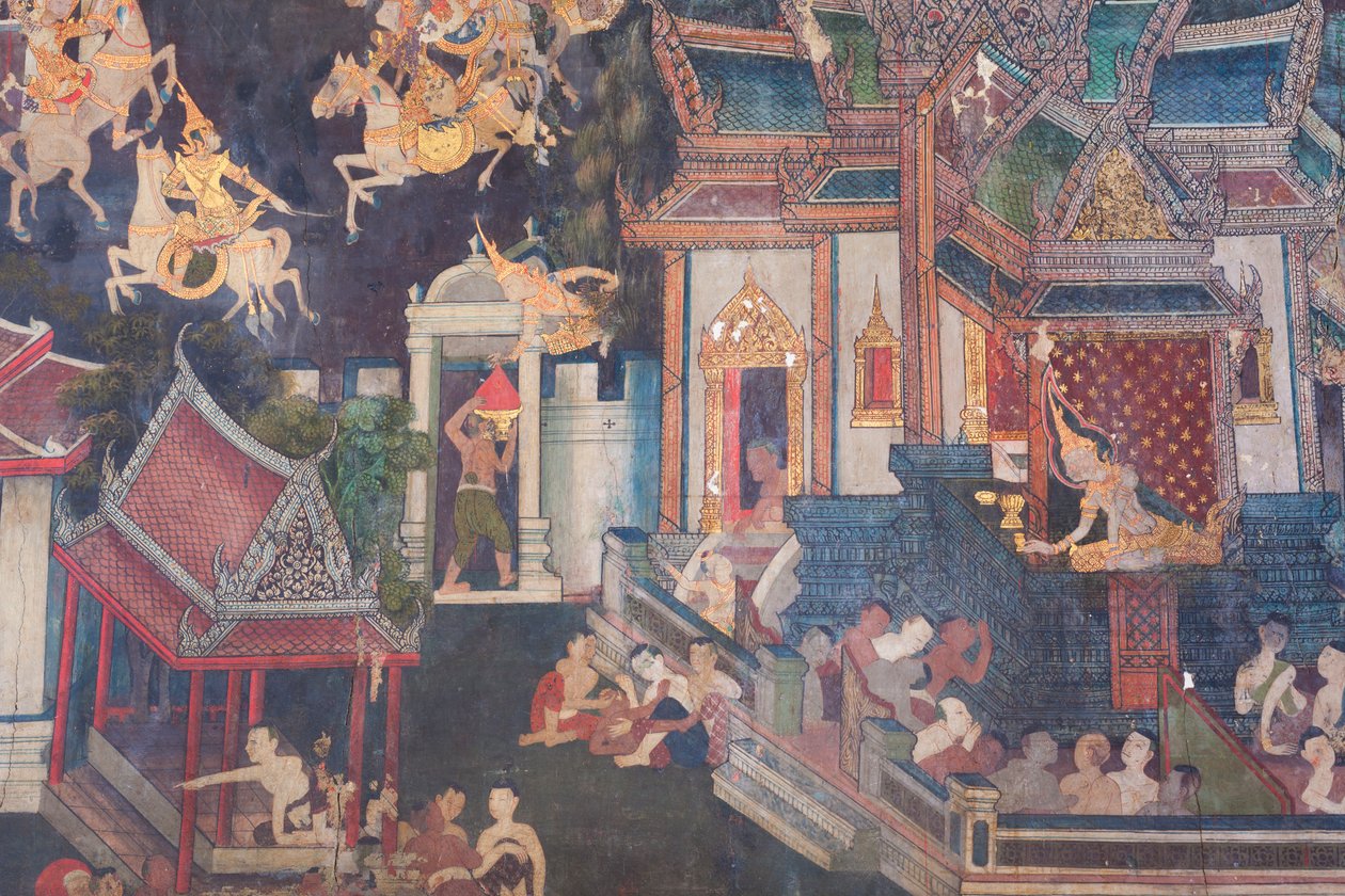 Wandmalereien in der Buddhaisawan-Kapelle, Palast von Wang Na von School Thai