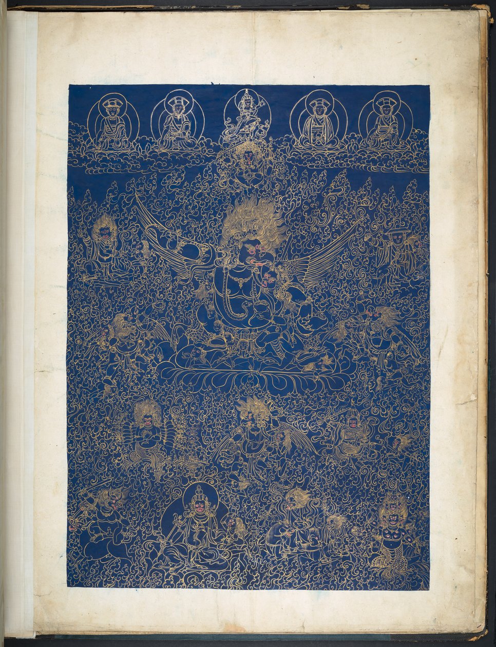 Eine von 12 Zeichnungen, die tibetische Gottheiten darstellen, von einem tibetischen Künstler, wahrscheinlich in Lhasa, um 1800 von School Tibetan