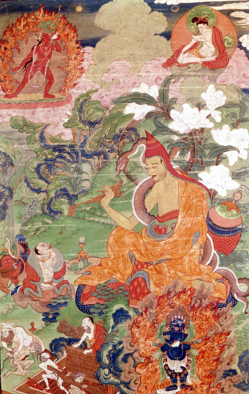 Der Magier Abhayakava aus Bengalen, Tibetische Thangka, Musée Guimet, Paris von School Tibetan