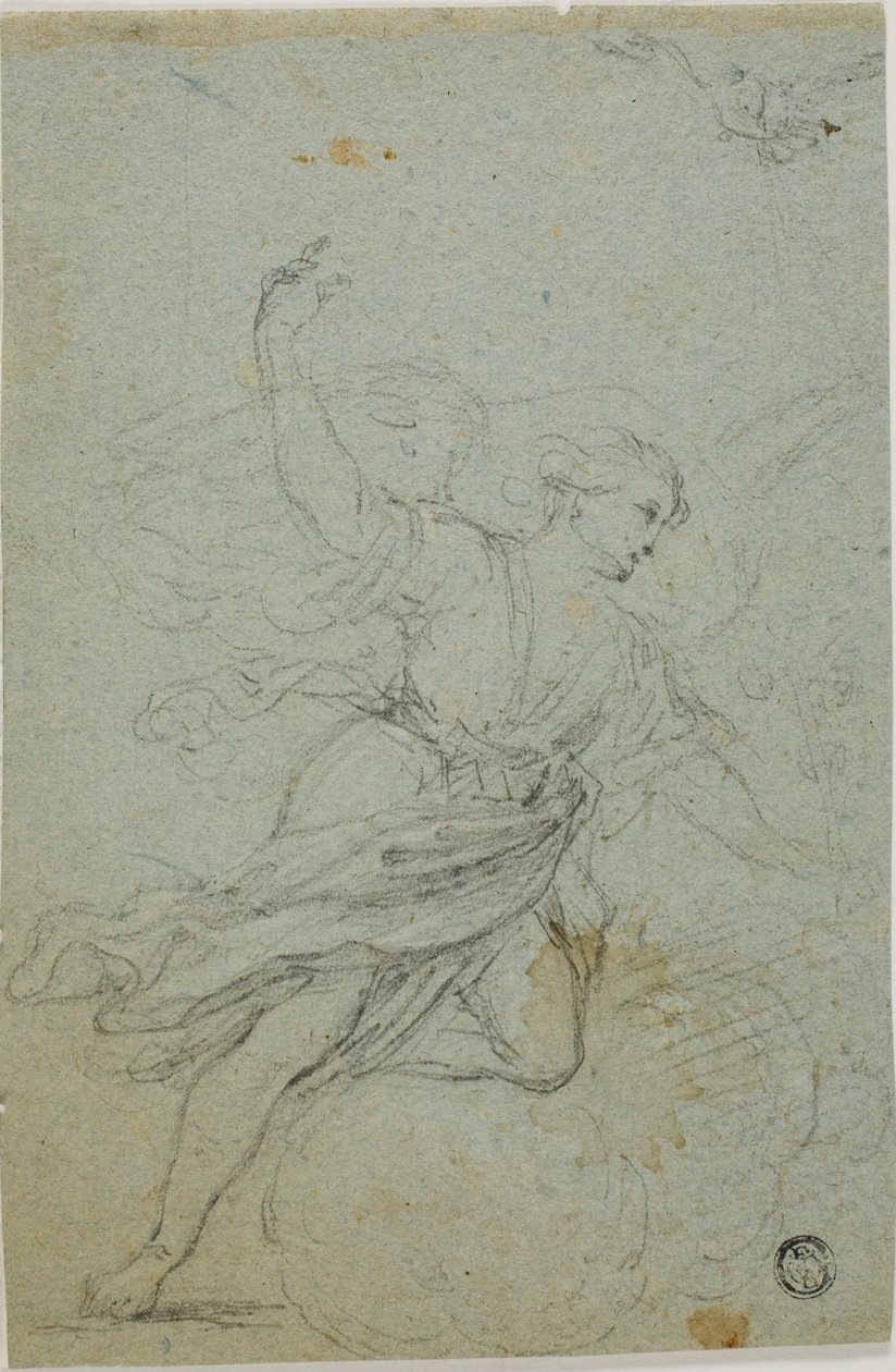 Verkündigungsengel (recto); Samson und der Löwe (verso) von School of Guido Reni