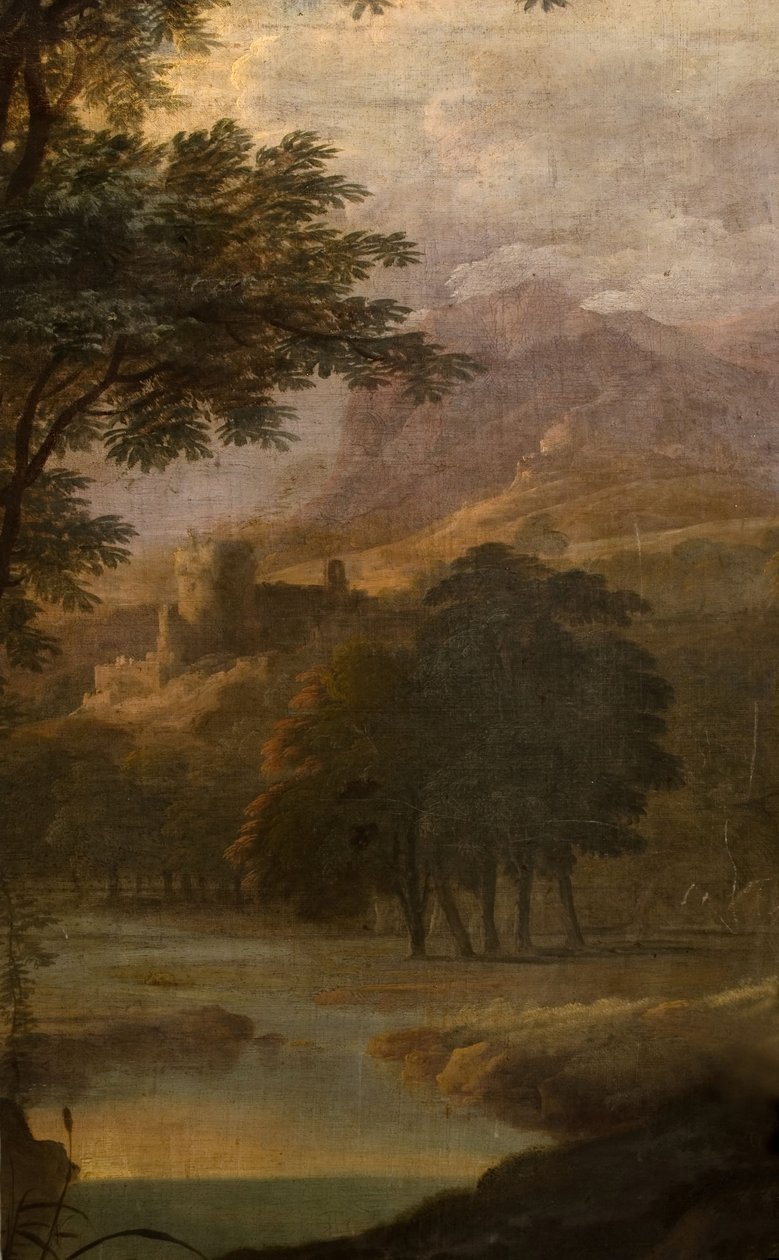Landschaft mit Schloss in der Ferne, 1725 von School of Jacques Rousseau