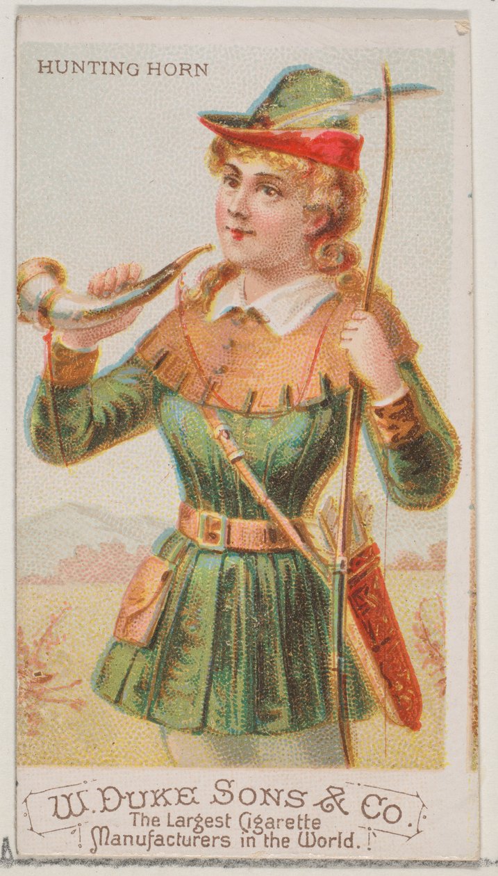 Jagdhorn, aus der Serie Musikinstrumente N82 für Duke-Zigaretten, 1888 von Schumacher and Ettlinger