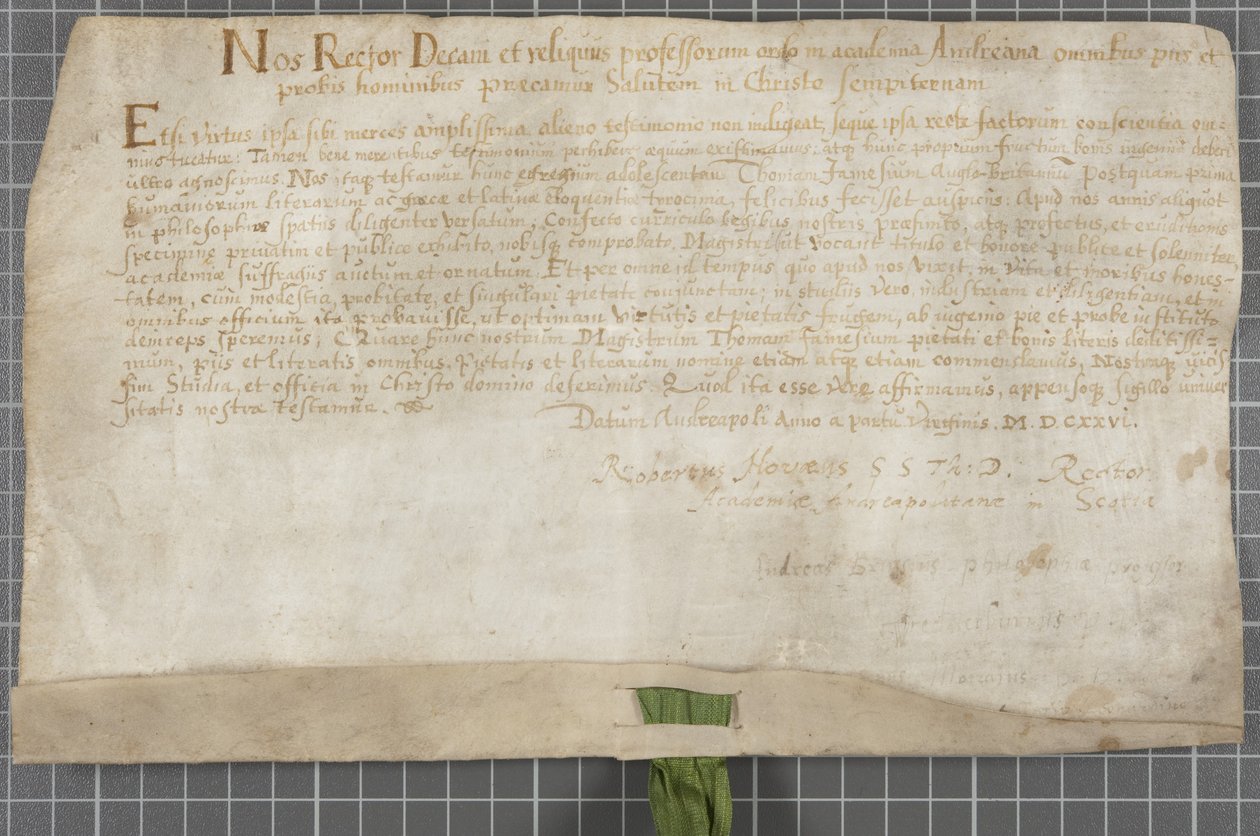 Diplom, ausgestellt von der Universität an Thomas James von Scottish School