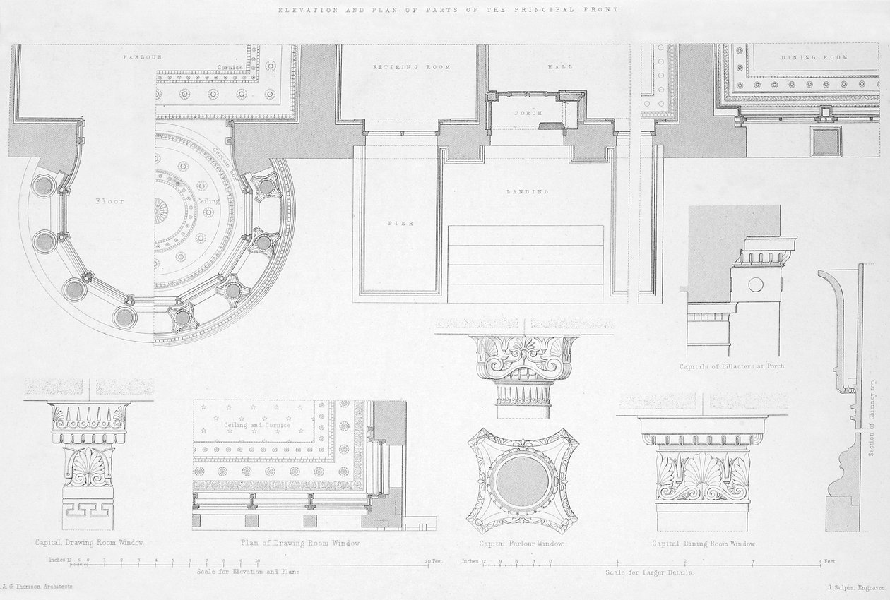 Außen- und Innendetails von Holmwood, Glasgow von Scottish School