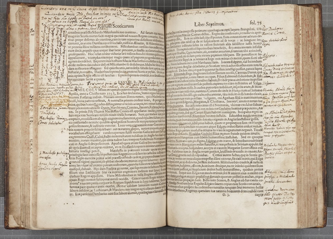 Fol 74 verso 75 recto, Rerum Scoticarum Historia von George Buchanan von Scottish School
