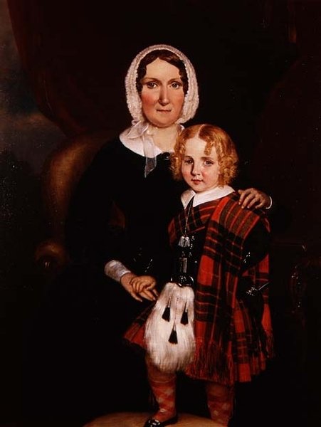 Porträt einer schottischen Frau mit ihrem jungen Sohn in Highland-Kleidung, ca. 1860 von Scottish School