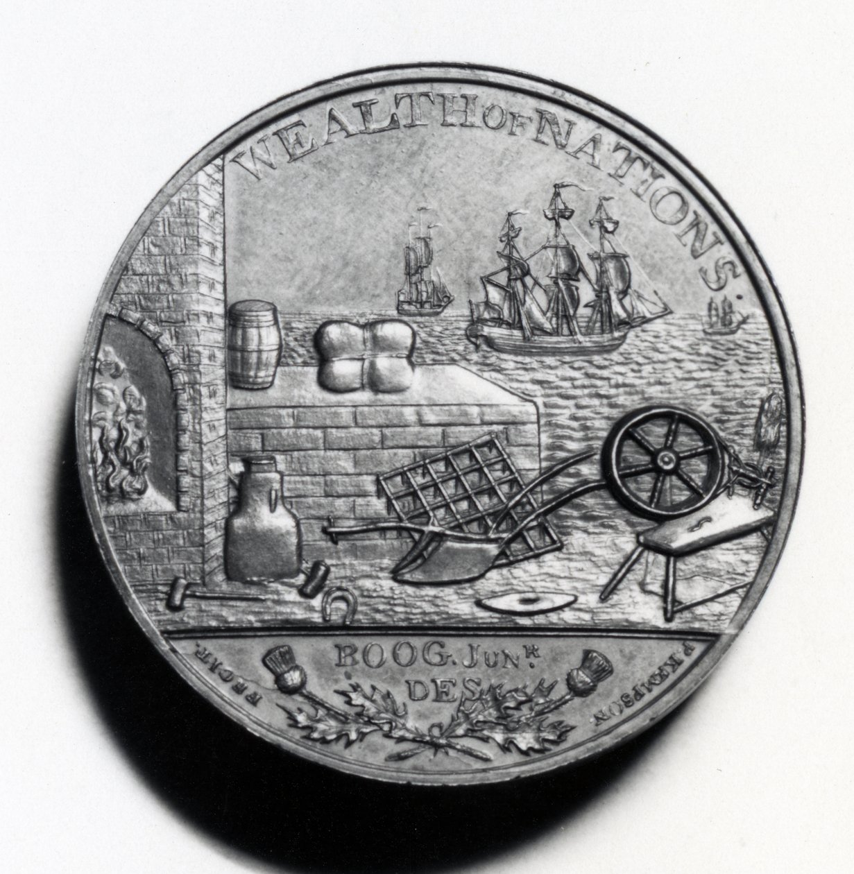 Schottischer Penny zur Erinnerung an Adam Smith (Rückseite), 1797 (Kupfer) von Scottish School