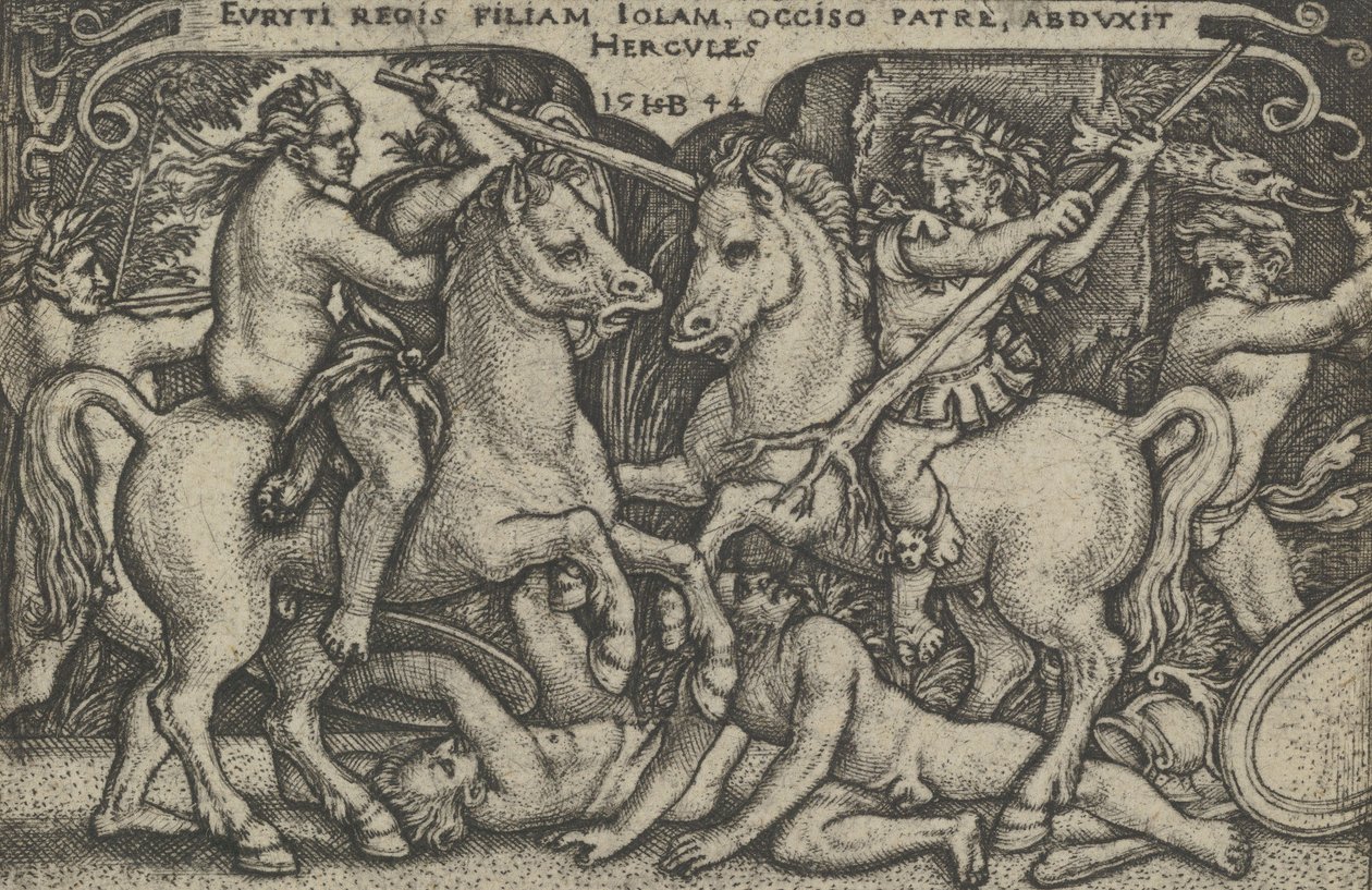 Herkules entführt Iole, aus Die Arbeiten des Herkules, 1544 von Sebald Beham