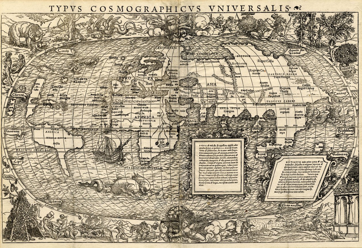 Typus Cosmographicus Universalis (Weltkarte), um 1532 von Sebastian & Holbein Hans the Younger Münster