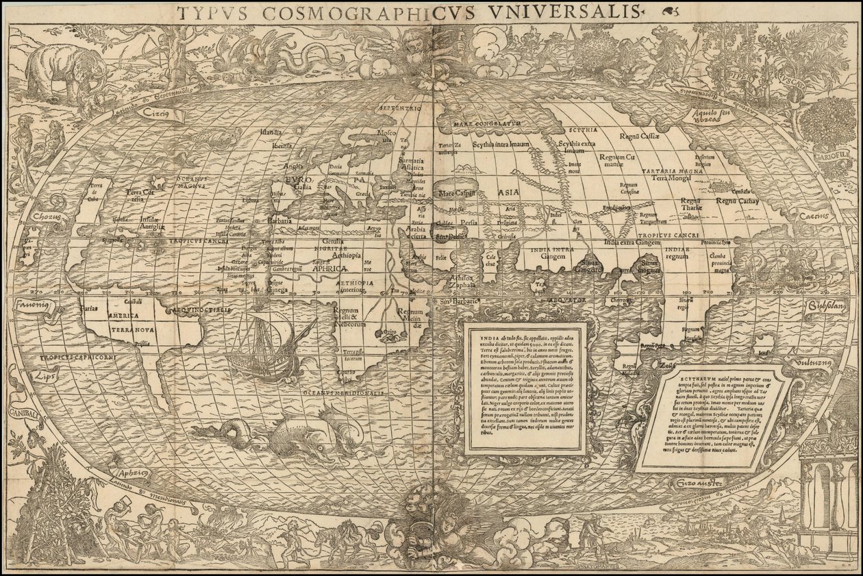 Weltkarte von 1537 von Sebastian Münster von Sebastian Munster