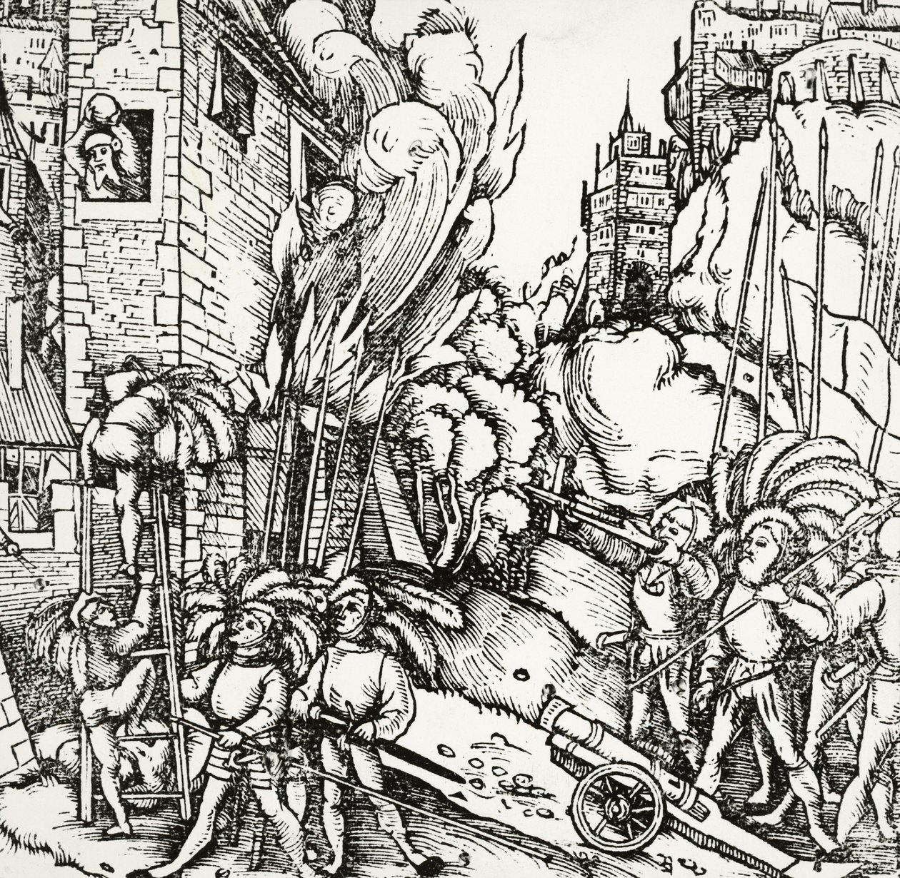 Belagerung von Karthago, Gravur aus Universalis Cosmographia von Sebastian Munster (1488-1552). Deutschland von Sebastian Munster