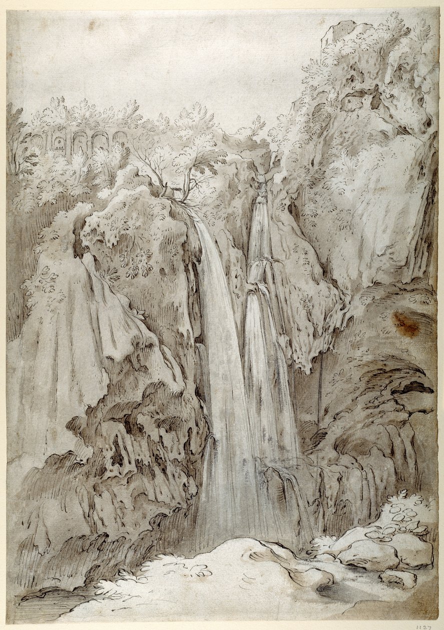 Felsen und Wasserfälle des Aniene bei Tivoli von Sebastian Vrancx