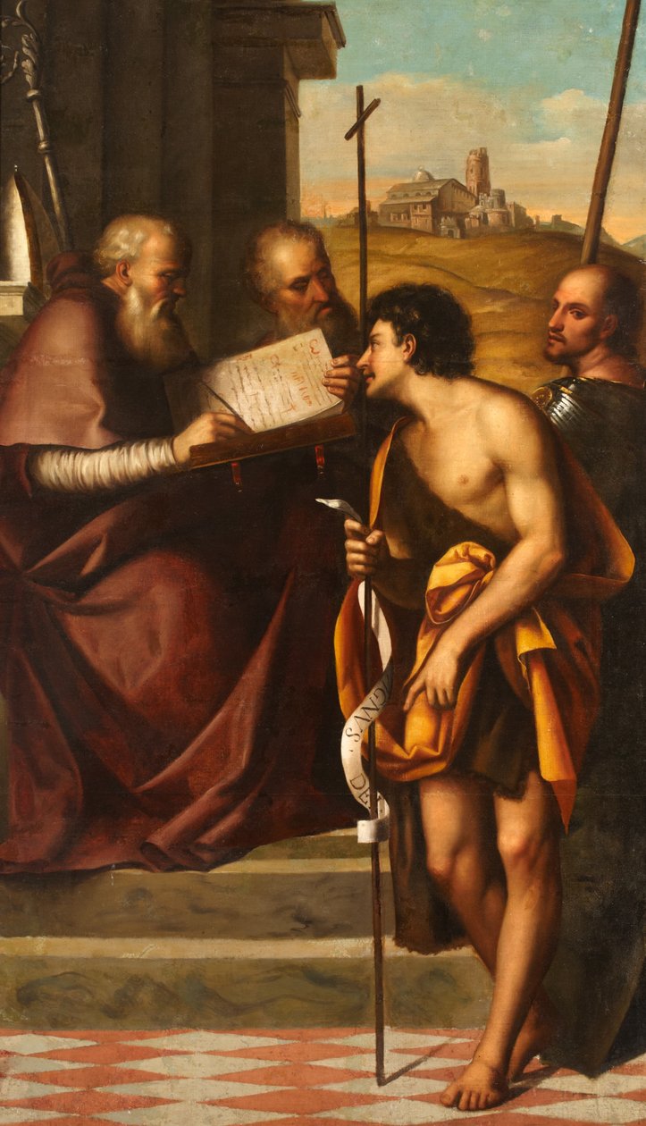Johannes der Täufer, Johannes Chrysostomus, Johannes der Evangelist und Theodor von Sebastiano del Piombo