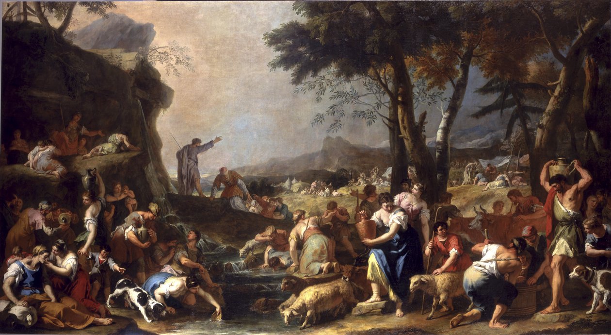 Moses lässt Wasser aus dem Felsen fließen von Sebastiano Ricci