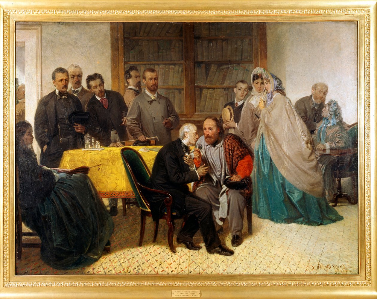 Das Treffen von Giuseppe Garibaldi (1807-1882) und Alessandro Manzoni (1785-1873) von Sebastiano de Albertis
