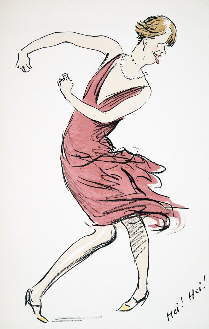 Tanzender Transvestit, aus White Bottoms, veröffentlicht 1927 (Farbholzschnitt) von Sem