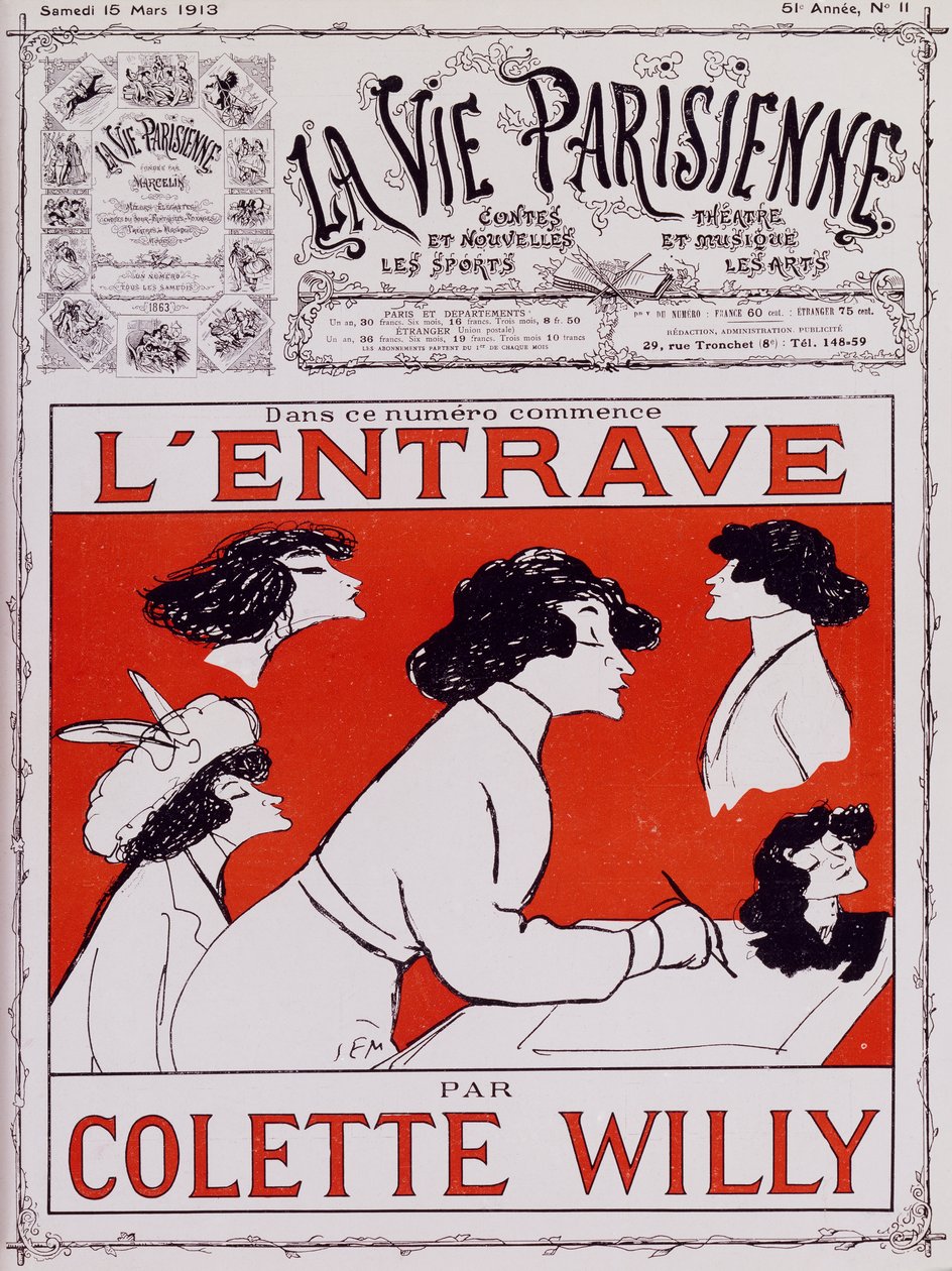 Karikatur von Colette Willy, Pseudonym von Sidonie-Gabrielle Colette (1873-1954) von Sem