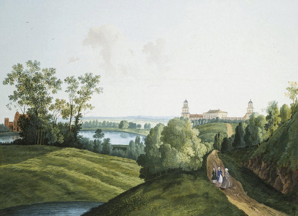 Landschaft mit einem Bauernhof im Park von Zarskoje Selo von Semen Fedorovich Shchedrin