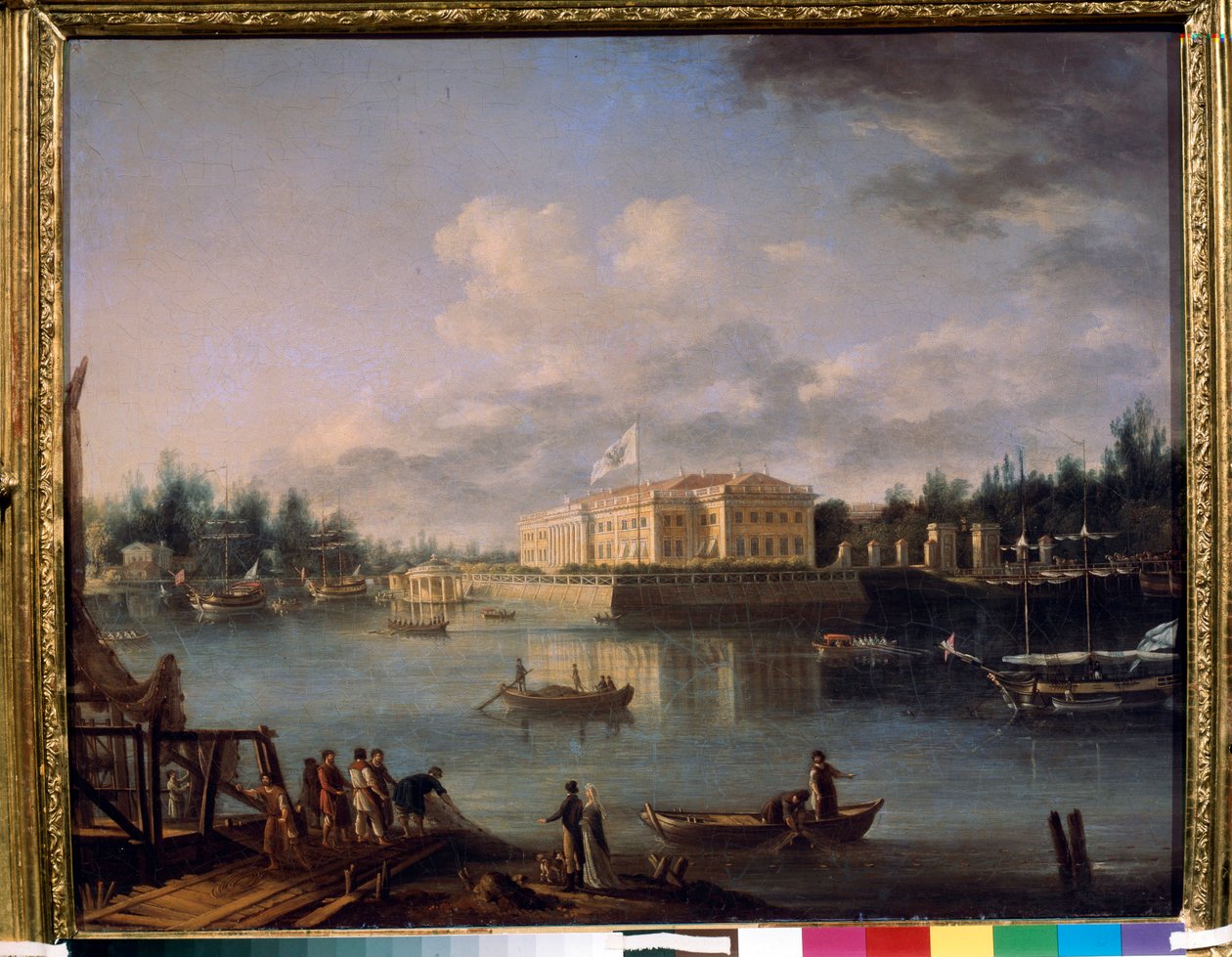 Blick auf den Kamennoostrovski-Palast vom Strogonov-Kai, Sankt Petersburg von Semen Fedorovich Shchedrin