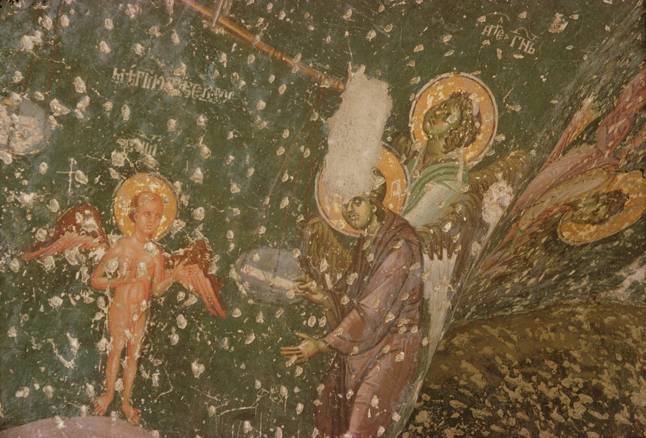 Engel aus dem Jüngsten Gericht (Detail) von Serbian School