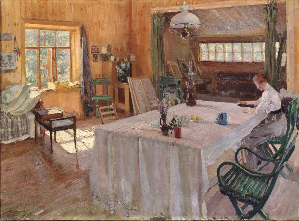 Im Haus des Künstlers Konstantin Korovin, 1907 von Sergei Arsenevich Vinogradov