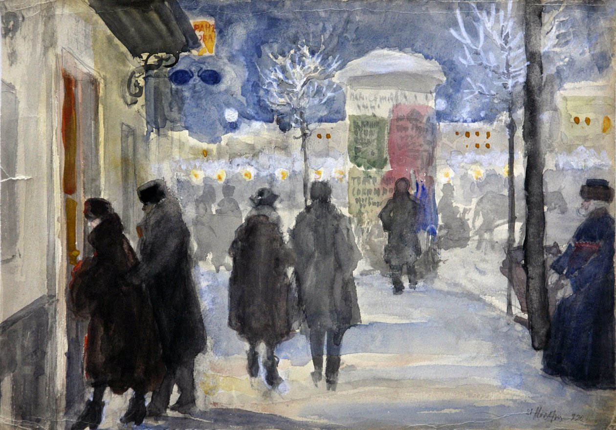 Straßenszene in Moskau, Russland (Aquarell) von Sergei Arsenevich Vinogradov