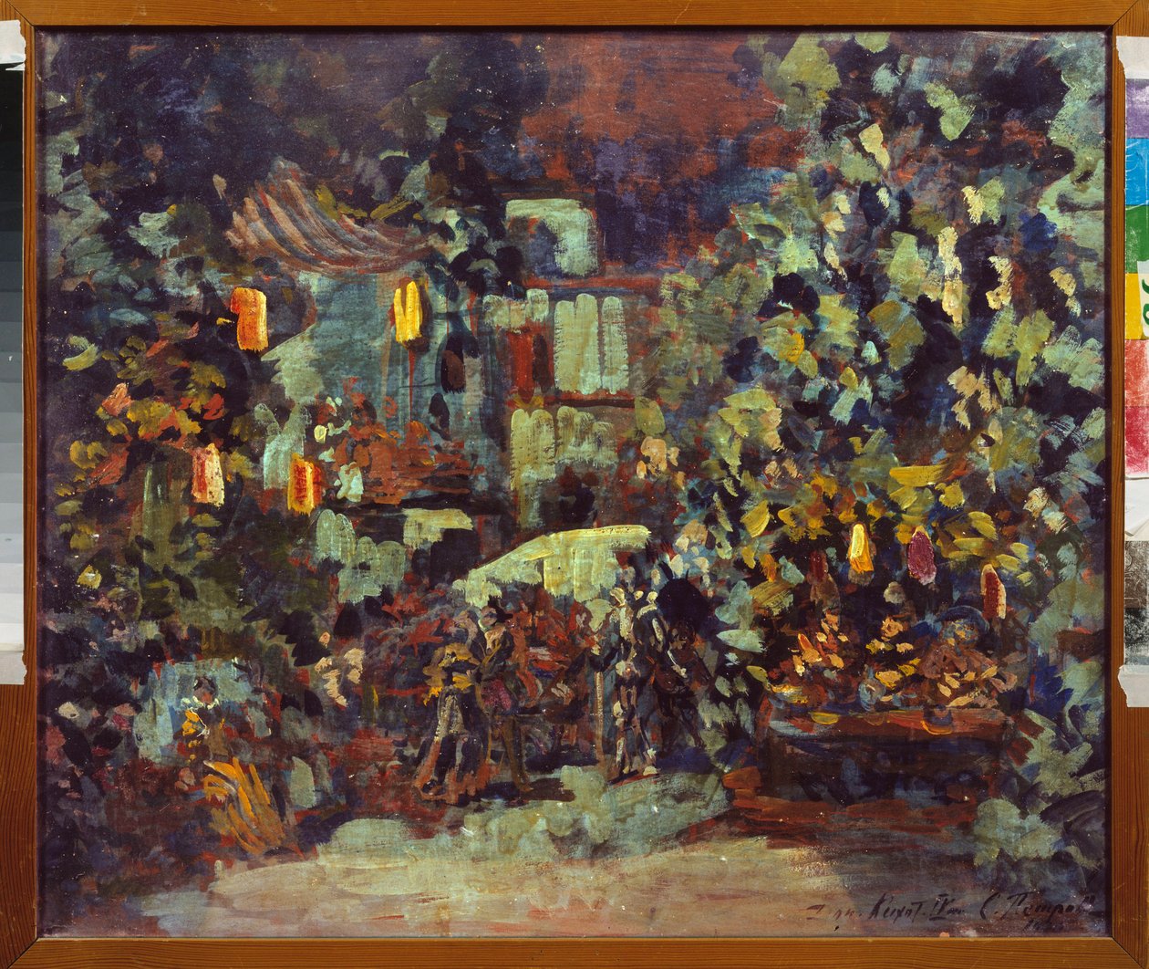 Bühnenbild für die Oper Don Quichotte von Jules Massenet von Sergei Ivanovich Petrov