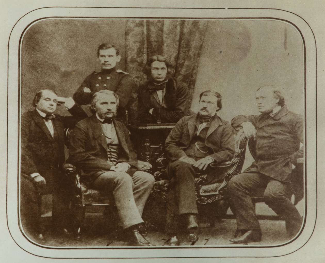 Sovremennik: Ivan Goncharov, Ivan Turgenev, Leo Tolstoi, Dmitri Grigorovich, Alexander Druzhinin und von Sergei Lvovich Levitsky